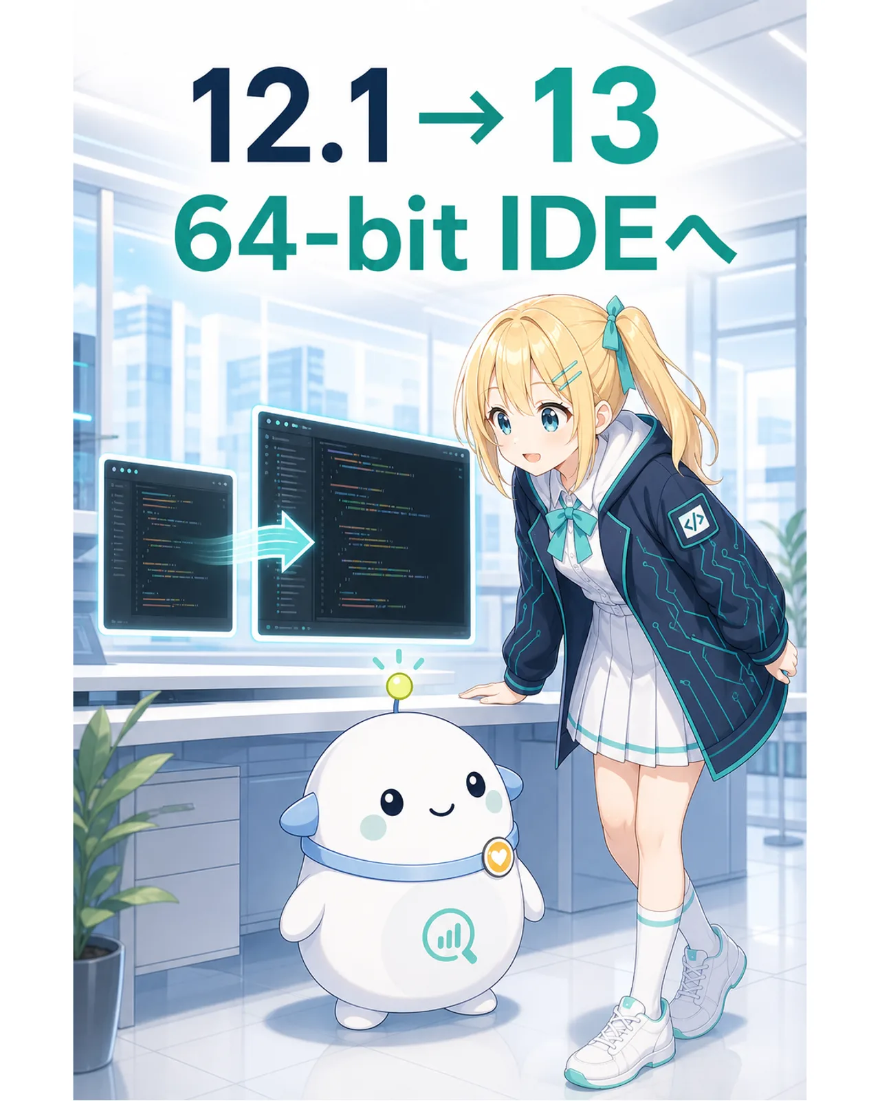 Delphi Community Editionが12.1から13へ進み、64-bit IDEになったことを示す図解