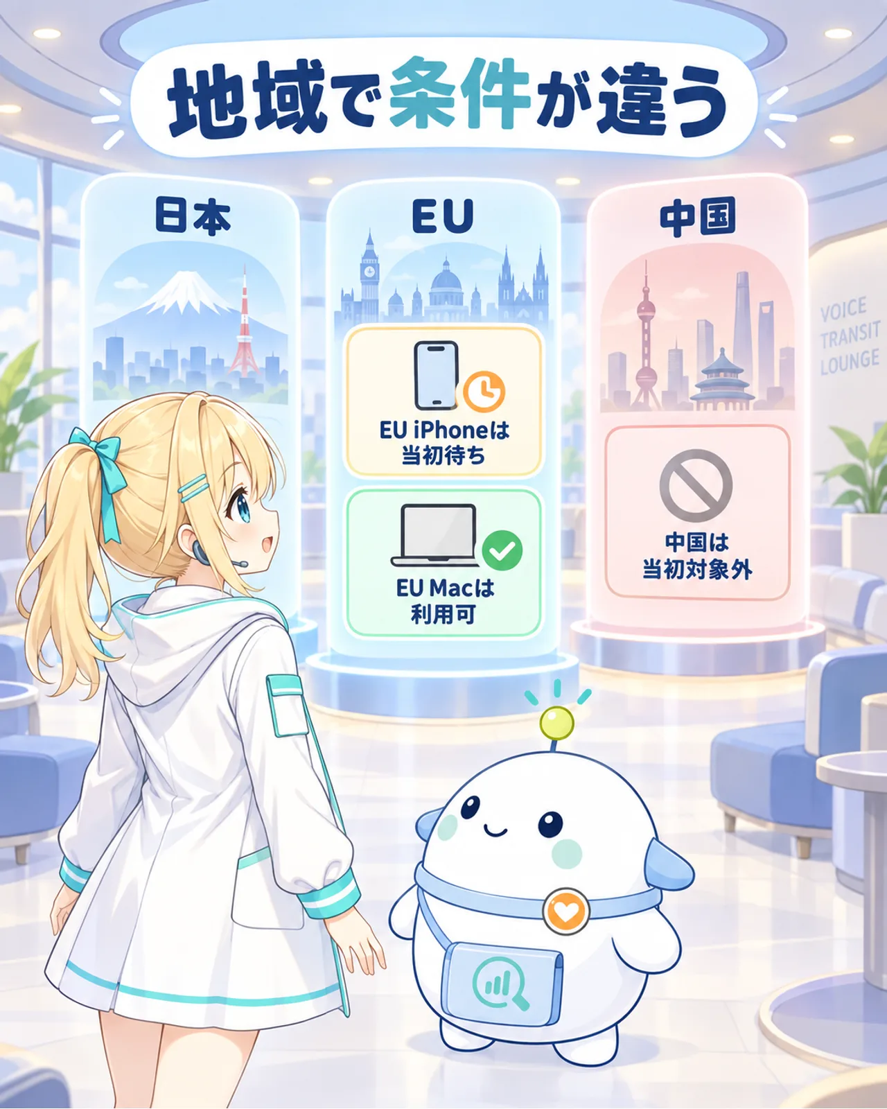日本は10月予定、EUは初期にiPhoneなどが待ち、中国は当初対象外という地域差