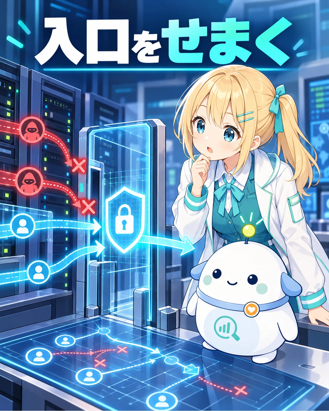サーバー入口の不要な経路を閉じる図