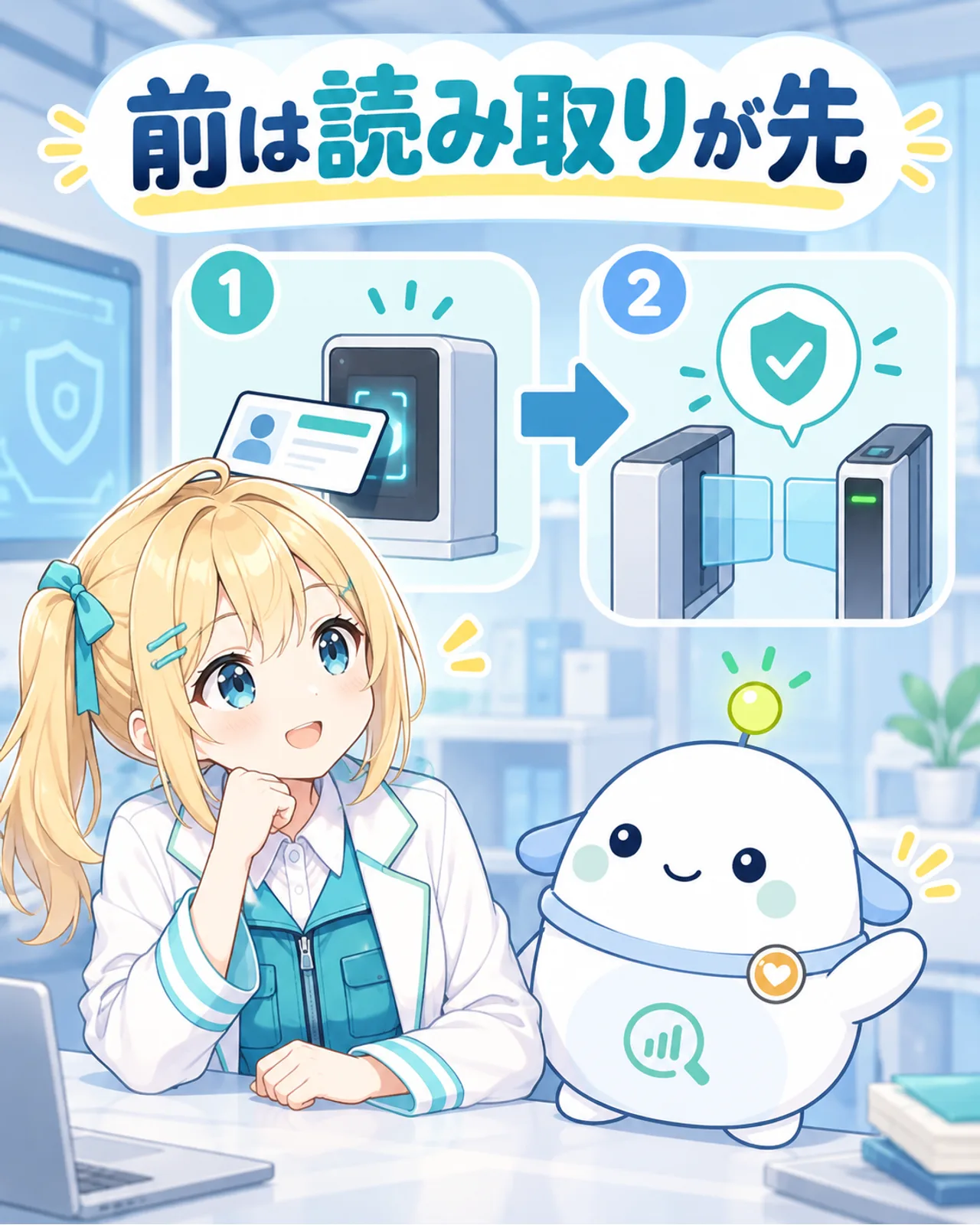 鍵の入力を読んでから許可を確認する以前の順序を示す図