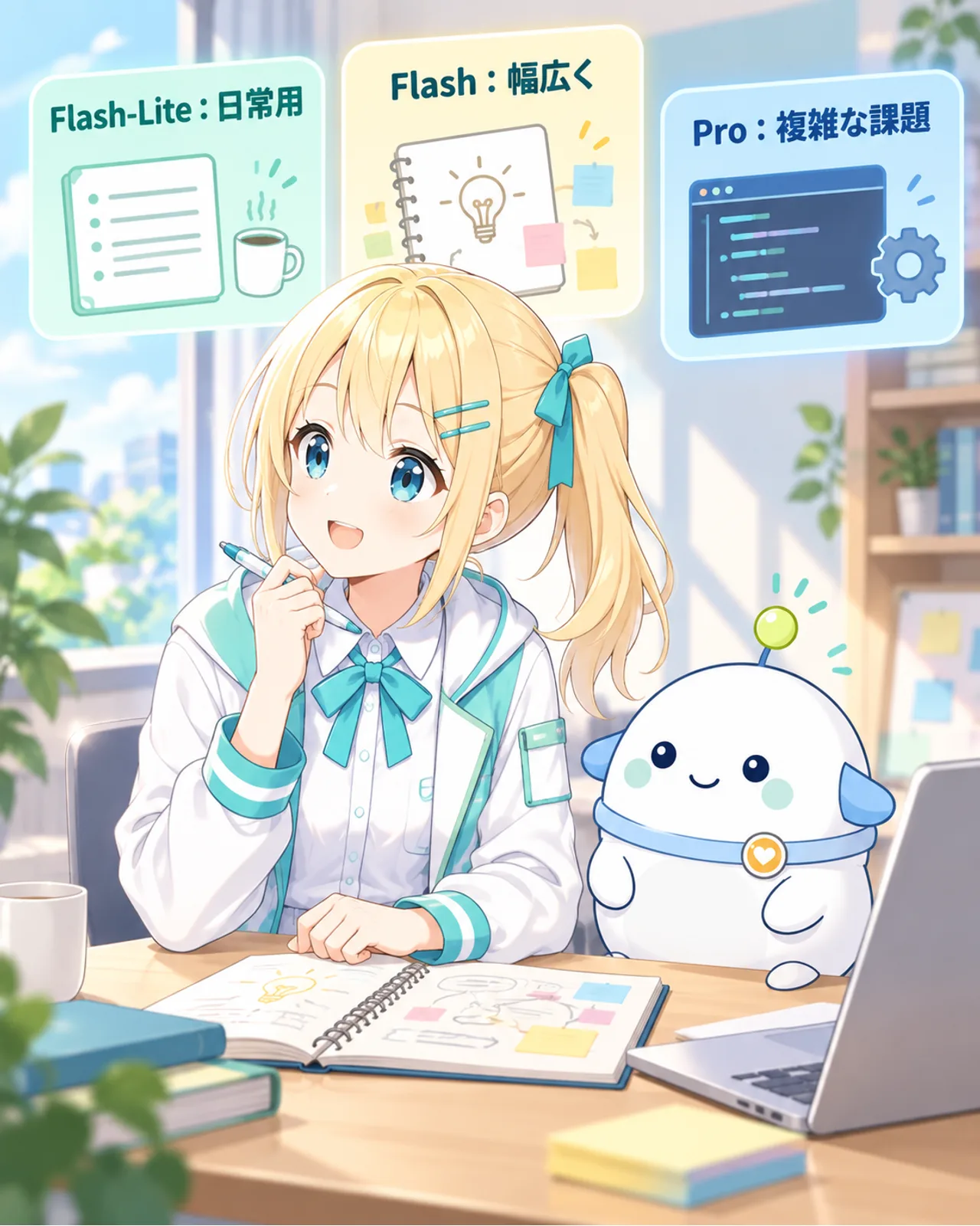 Flash-Liteは日常用、Flashは幅広い作業、Proは複雑な課題向けと示す図