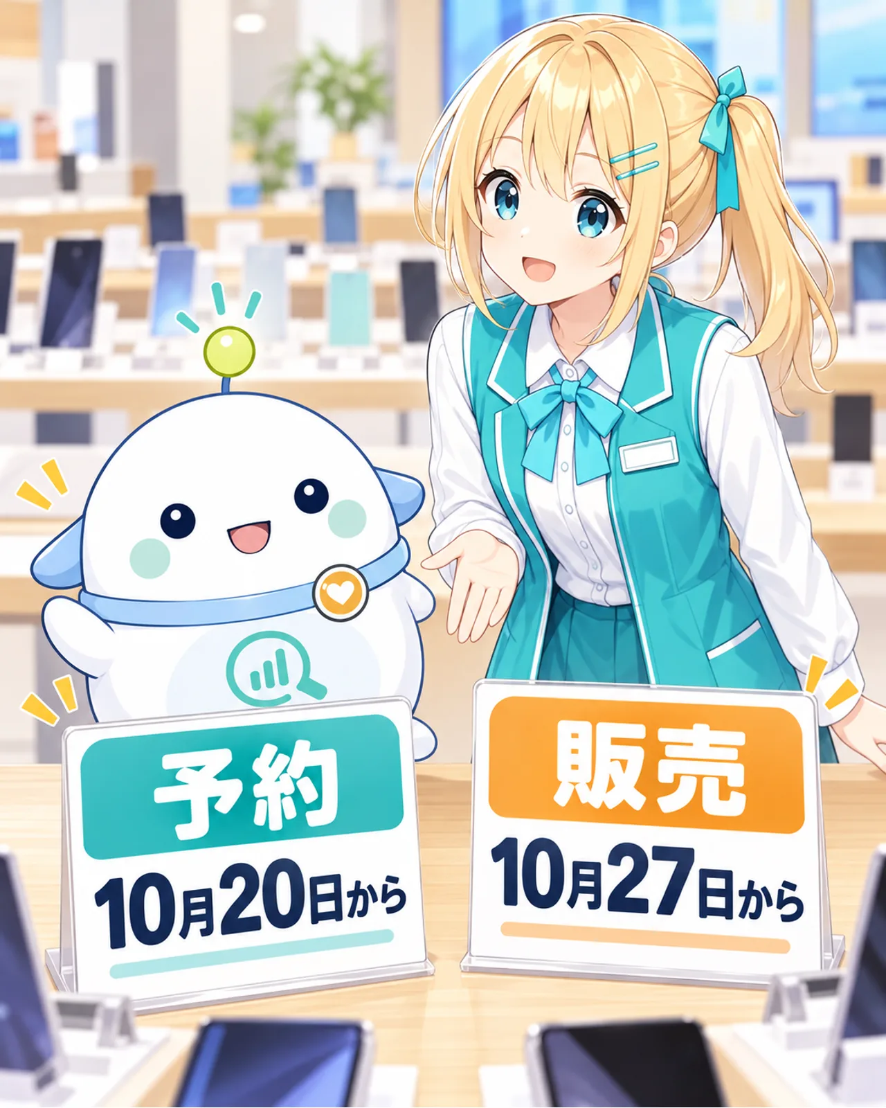 10月20日の予約開始と10月27日の販売開始を別のカードで示す図