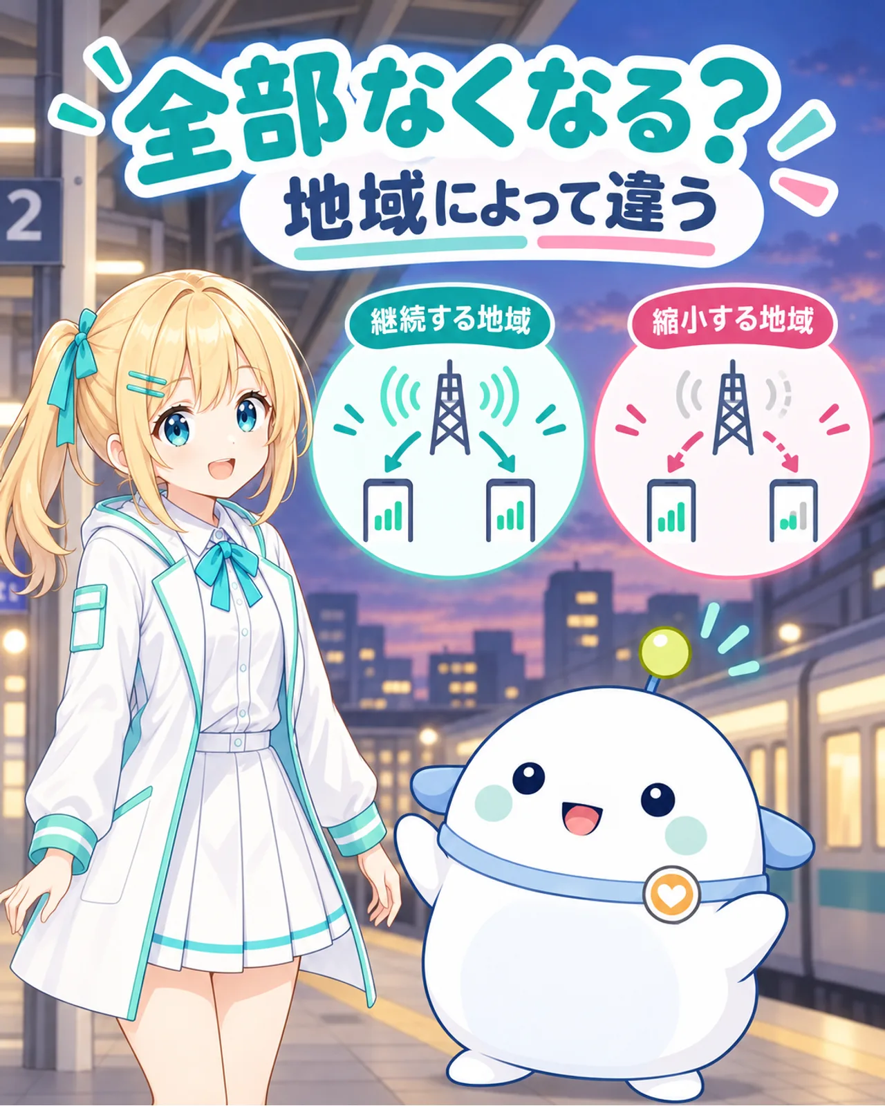 全国一斉停止ではなく、借りる回線を継続する地域と縮小する地域があることを示す図