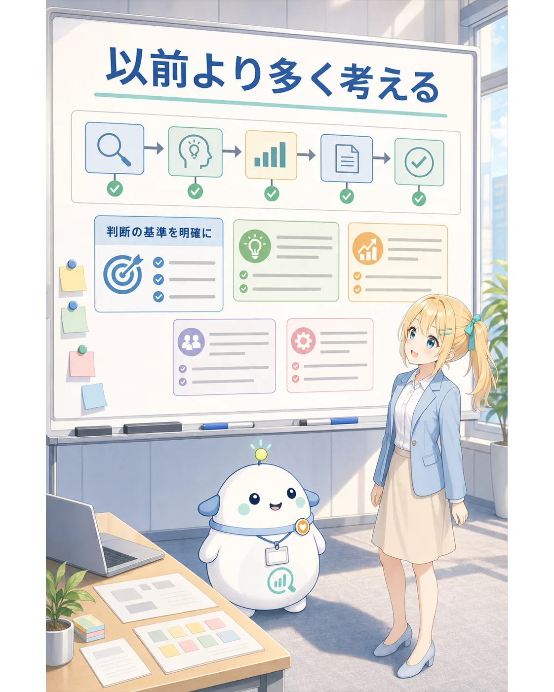 生成AIによって考えなくなるのではなく以前より多く考えられるようになったという実感の図解
